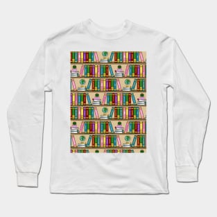 Bookshelf Pattern Long Sleeve T-Shirt